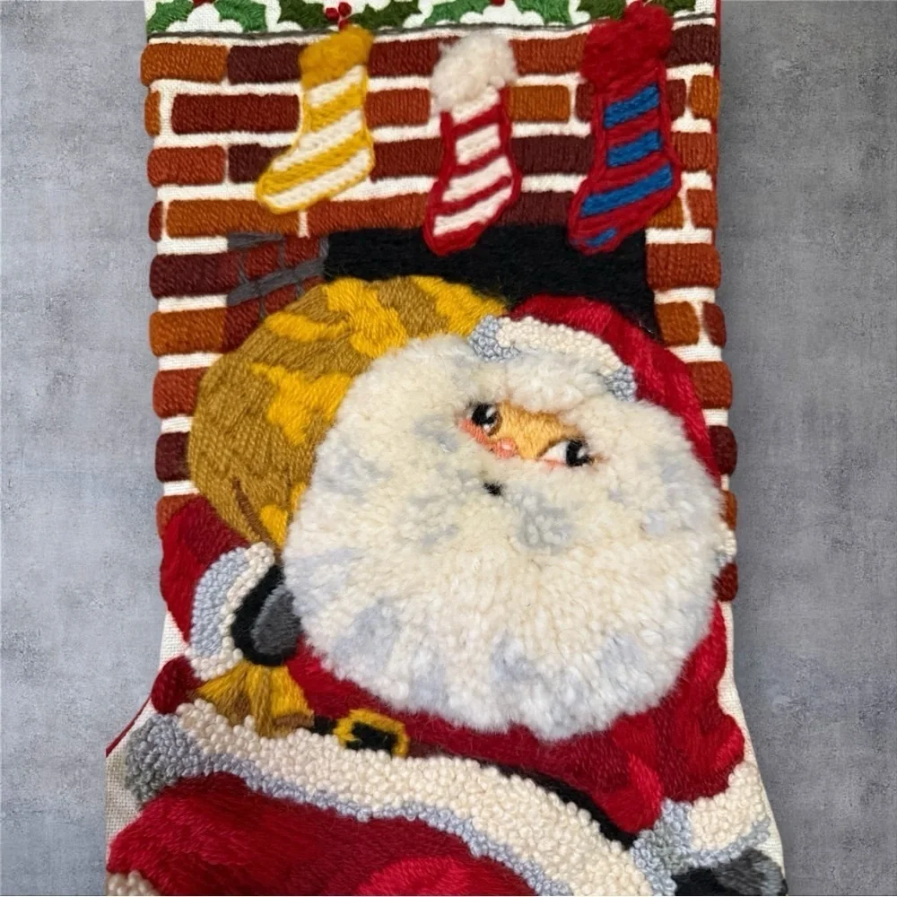 Vintage Sunset Crewel Stitchery Christmas Stocking Kit -“Santa's Here